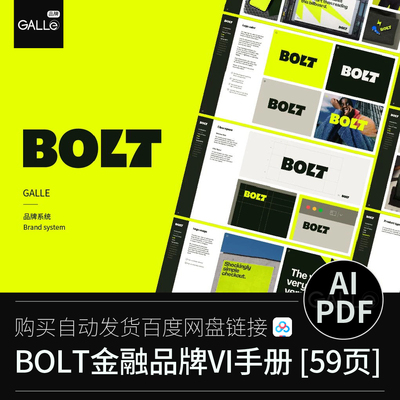 BOLT金融品牌vi手册VIS标识视觉识别平面设计AI/PDF设计素材