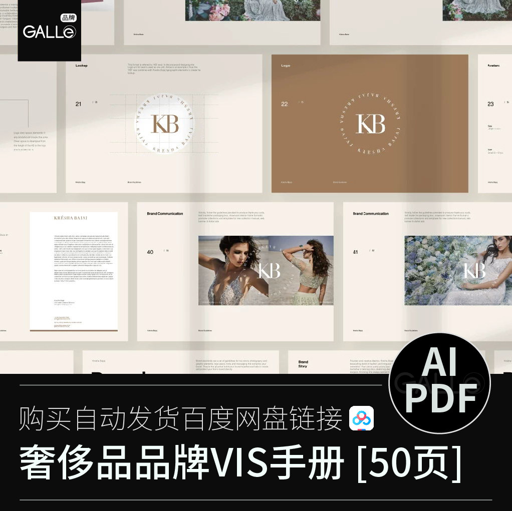 奢侈品品牌vi手册VIS标识视觉识别平面设计AI/PDF设计素材