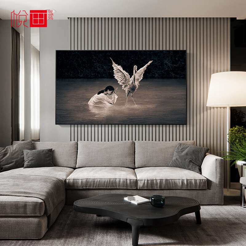 悦画简约北欧黑白艺术摄影女孩祈祷意境装饰画餐厅办公室卧室挂画