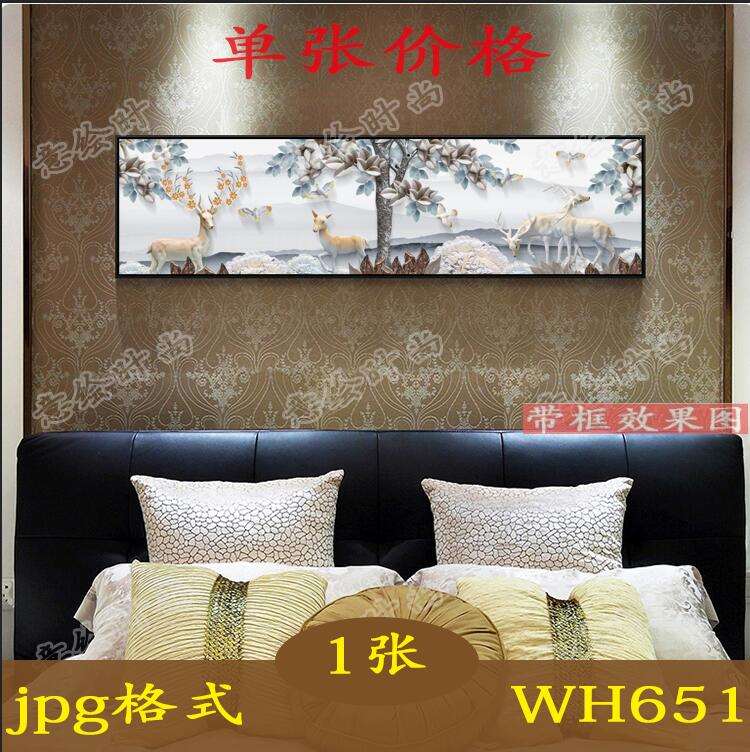 现代简约清新立体浮雕富贵发财鹿北欧装饰画卧室床头画素材图片图片