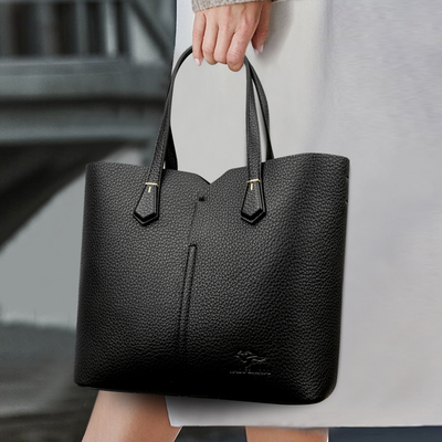 真皮包包女2025新款休闲大气手提包时尚百搭单肩斜挎包质感水桶包