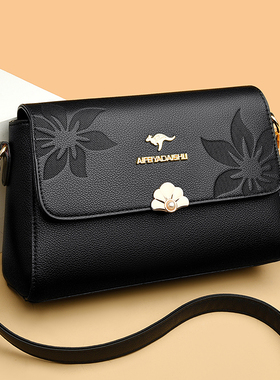 品牌真皮压花小方包女2026新款斜挎包气质中老年妈妈包软皮单肩包