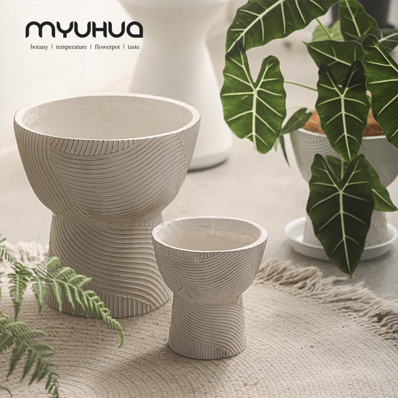 简约仿水泥镁泥高脚花盆家用商场办公室种植垂丝茉莉蝴蝶兰绿植盆,家居饰品,花盆,淘宝优惠券,粉丝福利购,淘宝优惠卷