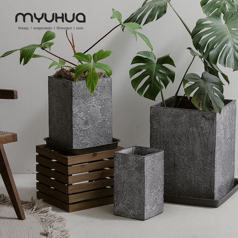 简约水泥高款方形花盆室内客厅落地大型绿植千年木酒店别墅户外盆,鲜花速递/花卉仿真/绿植园艺,花盆,淘宝优惠券,粉丝福利购,淘宝优惠卷