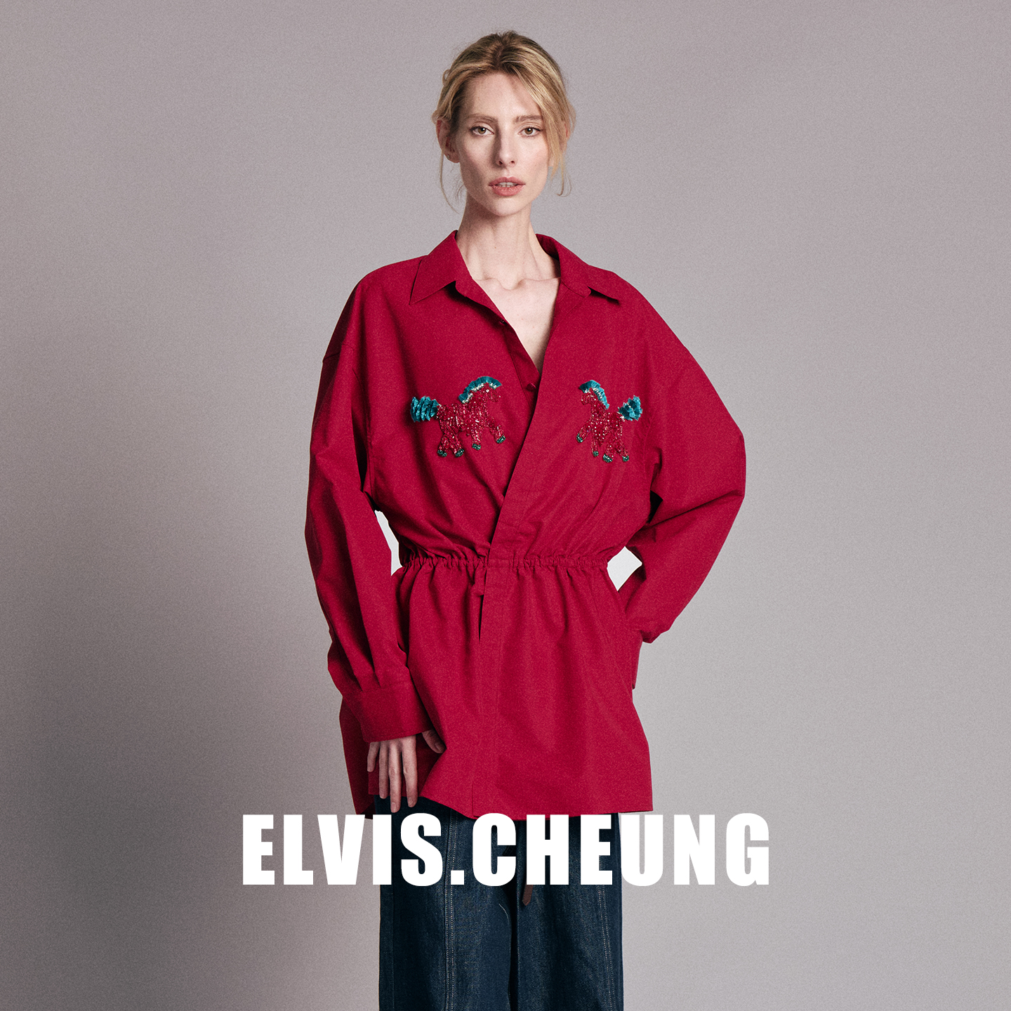 ELVIS.CHEUNG法式复古红色衬衫