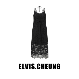 连衣裙女 极夜黑气质蕾丝拼接假两件无袖 新品 ELVIS.CHEUNG24夏季