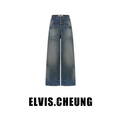 ELVIS.CHEUNG复古双腰头牛仔裤