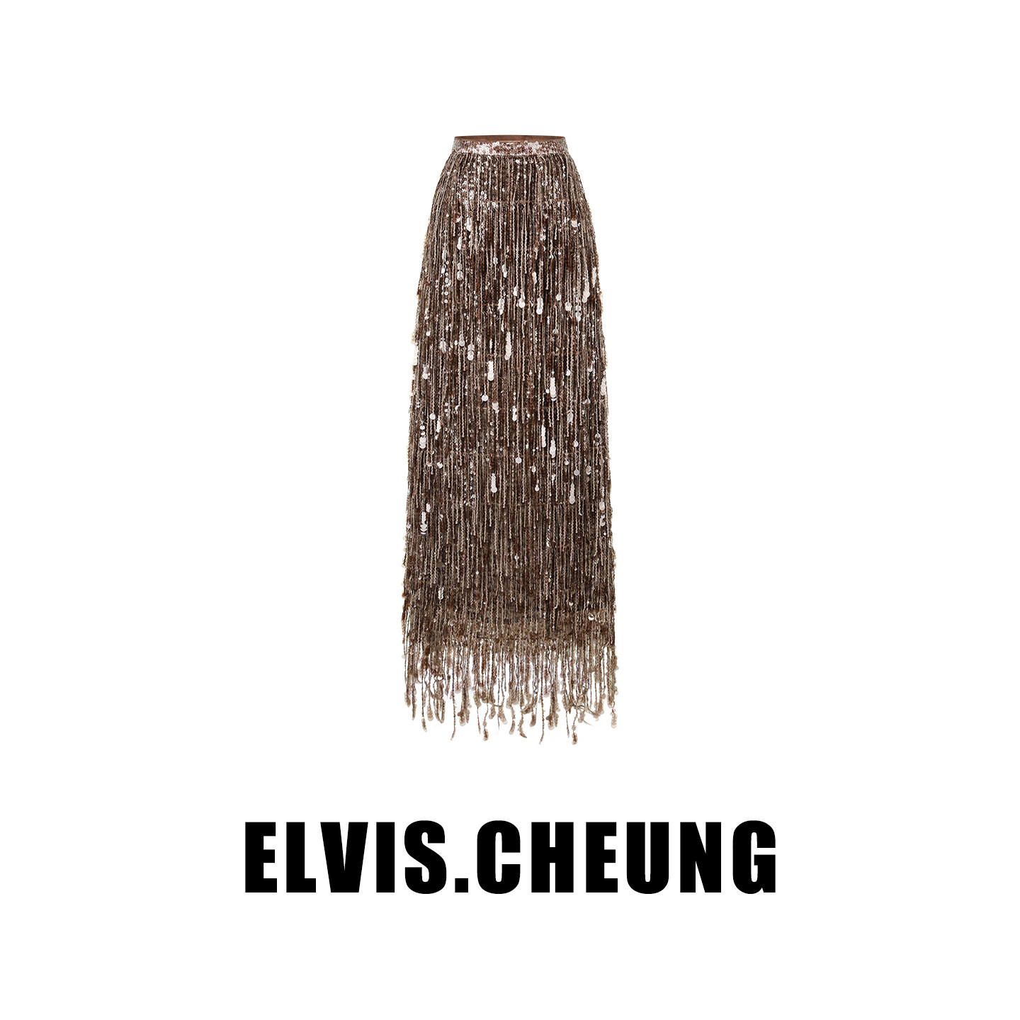 ELVIS.CHEUNG26春夏轻奢风流苏缀饰珠片绣花长款半身裙女垂坠长裙