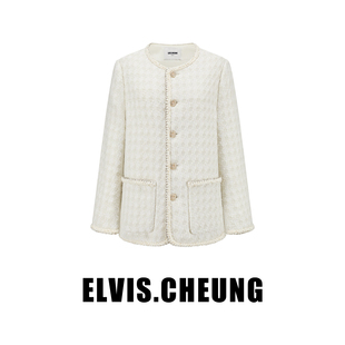 ELVIS.CHEUNG25秋冬经典小香款鹅绒羽绒服外套女高级显瘦气质时尚
