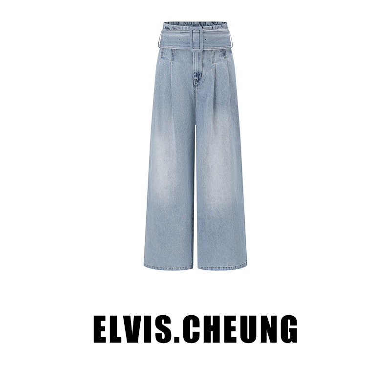 ELVIS.CHEUNG浅蓝牛仔阔腿裤