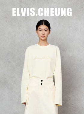 ELVIS.CHEUNG25秋冬LOGO长袖钉珠绣花T恤女高级感显瘦气质时尚