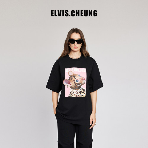 ELVIS.CHEUNG豹富珍珠造型短袖
