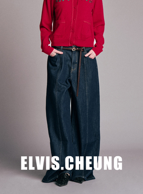 ELVIS.CHEUNG26贺岁复古水洗阔腿牛仔裤男女同款宽松舒适长裤