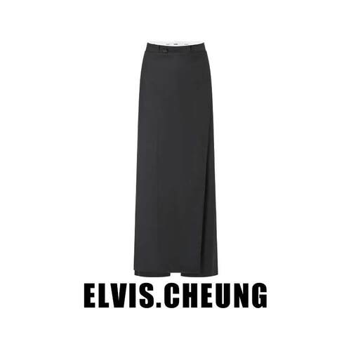 精纺围裹式直筒裙裤