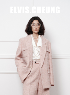 ELVIS.CHEUNG25秋冬蝴蝶纱真丝绑带小香西装女高级感显瘦气质上衣