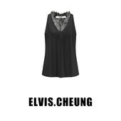 ELVIS.CHEUNG25春夏新品 蕾丝拼接吊带真丝背心女打底休闲上衣
