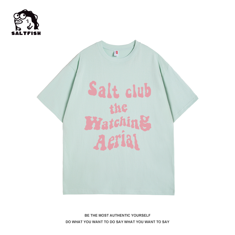 SALT 日系粉色字母印花短袖t恤女2025夏季新款温柔纯棉显瘦上衣潮