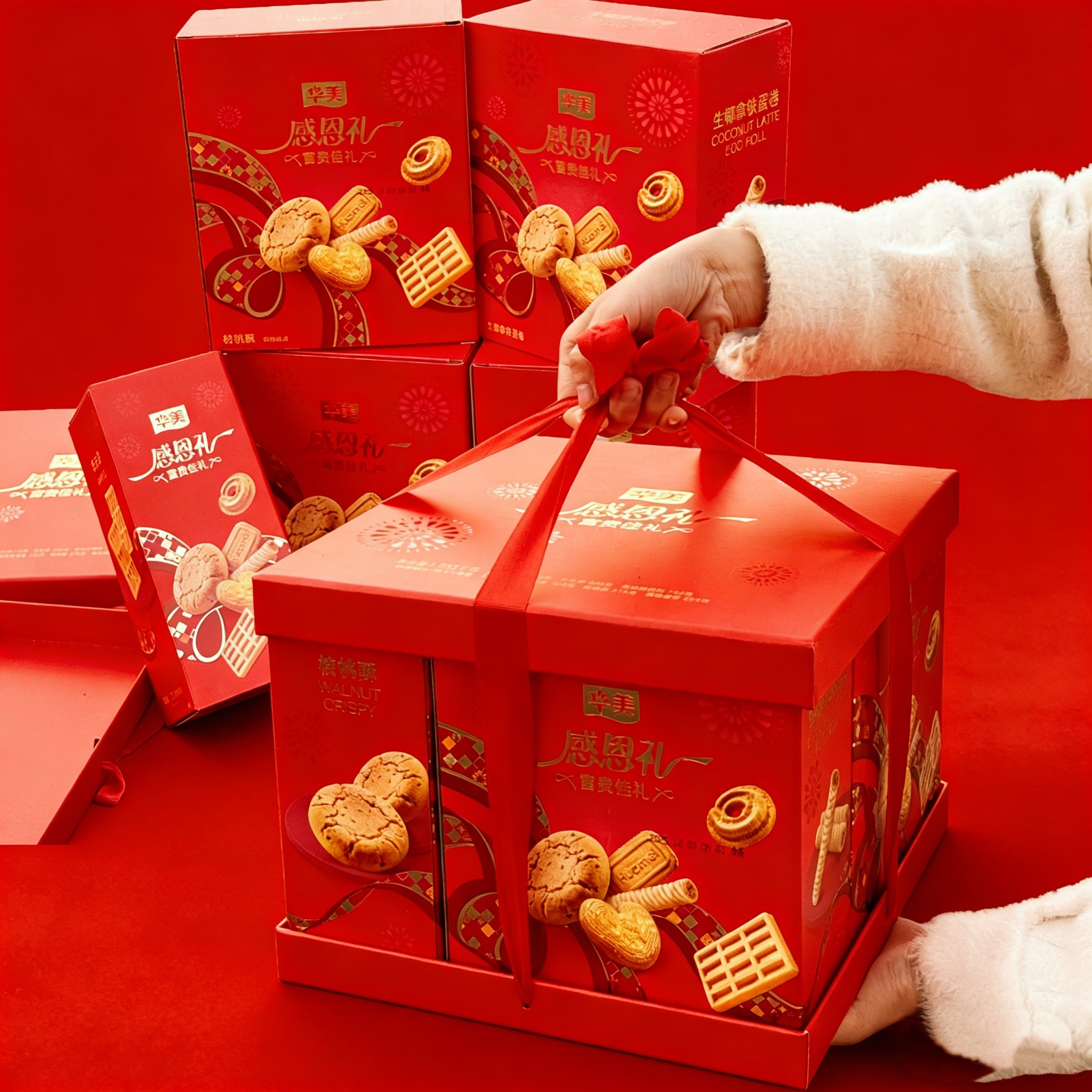 华美富贵佳感恩礼盒黄油曲奇糕点心休闲小零食新年送礼团购1098g,零食/坚果/特产,曲奇饼干,淘宝优惠券,粉丝福利购,淘宝优惠卷