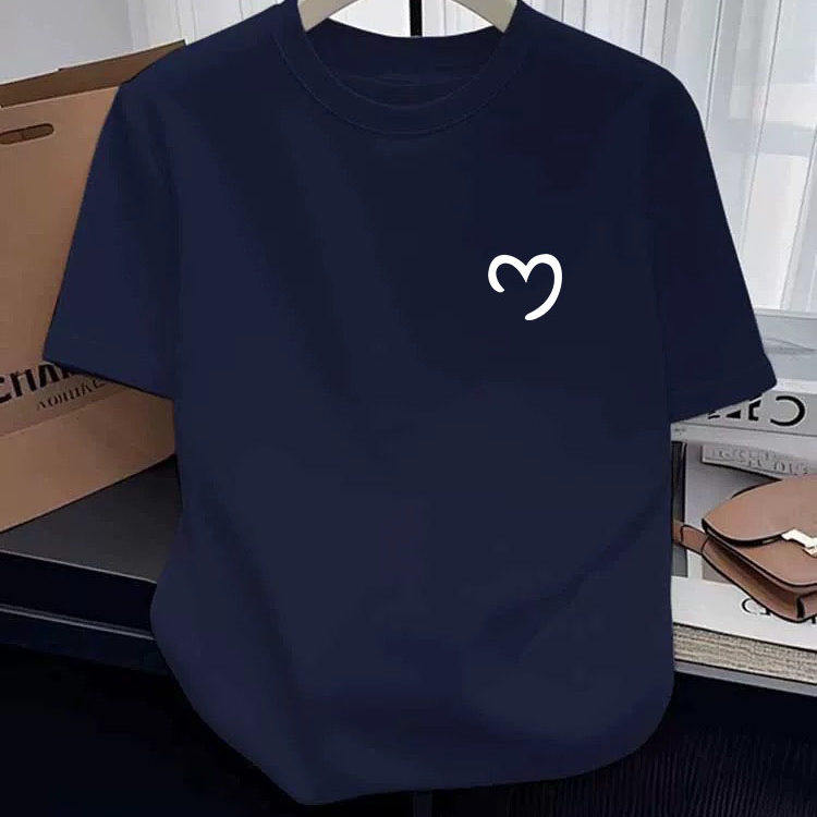 蓝色短袖t恤女夏季薄款正肩圆领百搭宽松显瘦新款百搭上衣体恤ins