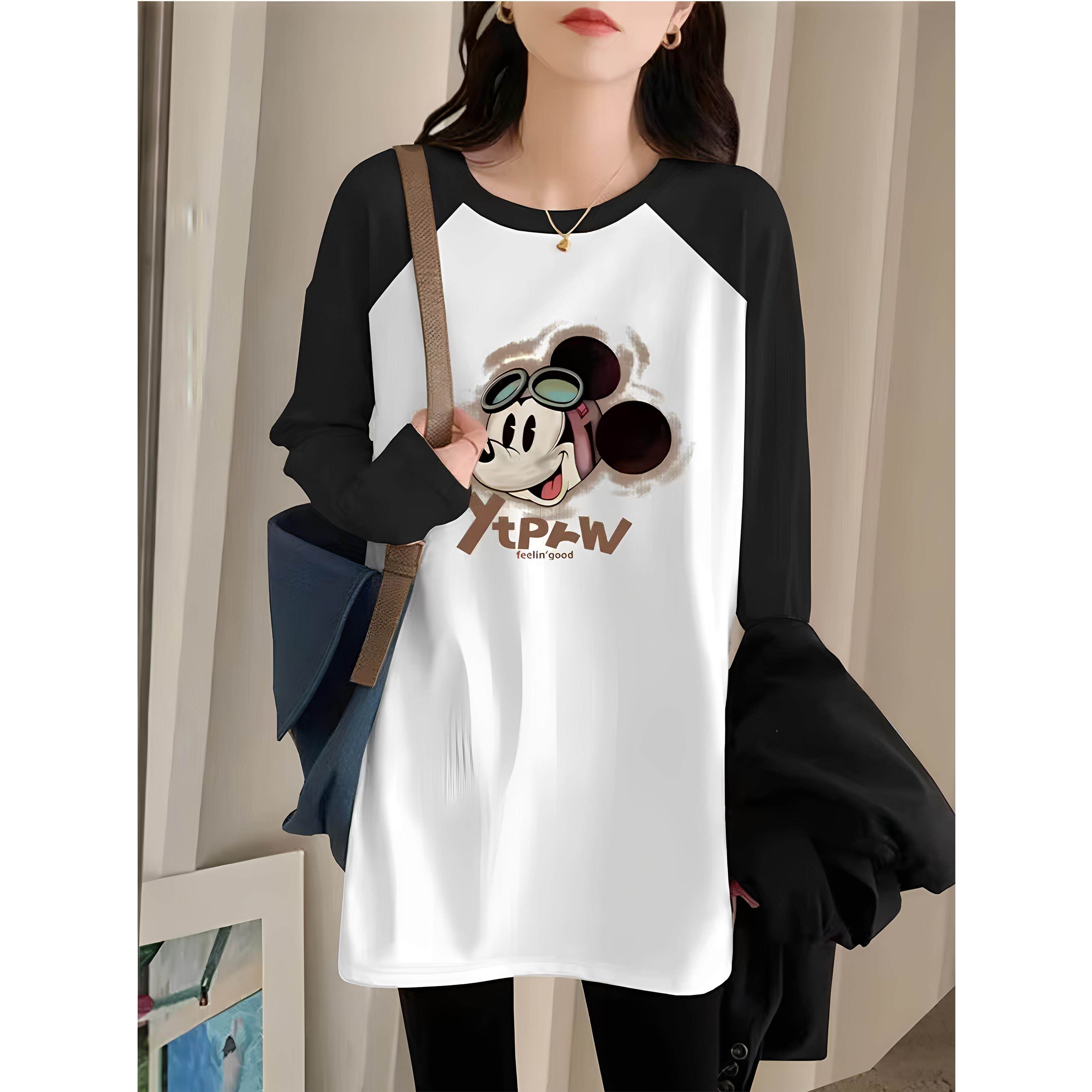 纯棉长袖t恤女2025秋冬季打底衫内搭宽松中长款上衣女遮屁股洋气