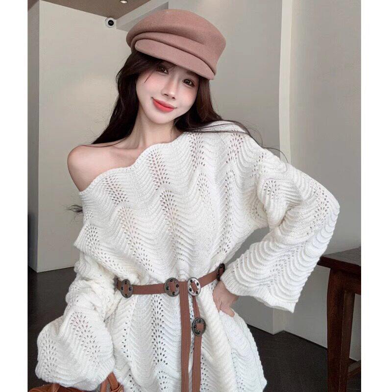 法式温柔风镂空针织衫女2025春秋新款慵懒设计感外搭罩衫长袖毛衣