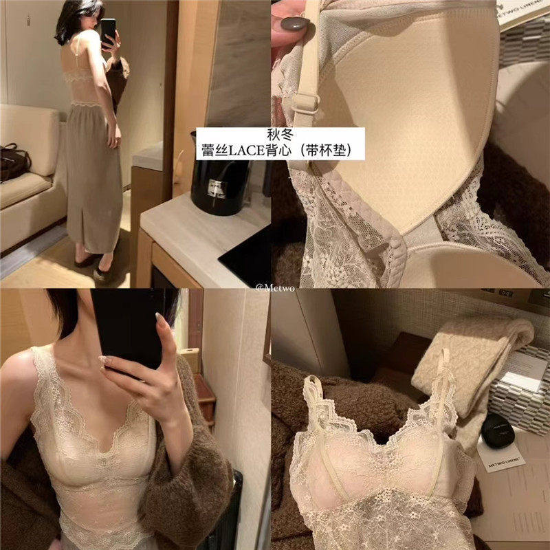 蕾丝叠穿!内搭小宝贝女2026带胸垫内衣文胸吊带打底长款性感外穿