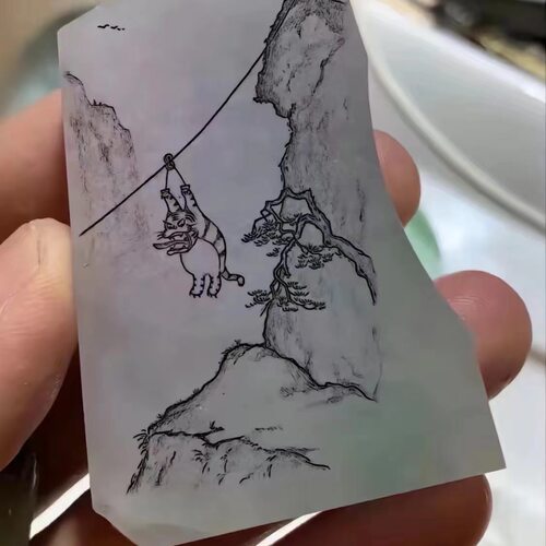 翡翠冰种飘花蛋面裸石