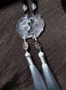 双鱼玉佩挂件闺蜜信物姐妹一对新中国风吊坠项链古风配饰一人一半