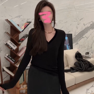 上衣全码 欧洲站新款 打底衫 Bling亮闪V领显瘦百搭长袖 女 陈太太同款