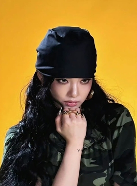 宁艺卓复古小众y2k辣妹黑色街舞头巾帽围巾帽子空顶包头发带女