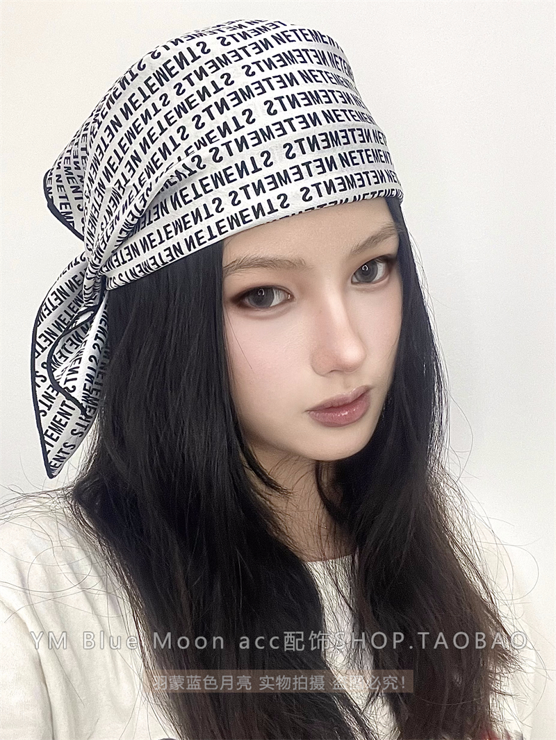 美式辣妹字母黑白甜酷辣妹头巾帽嘻哈街舞女团方巾户外hiphop围巾