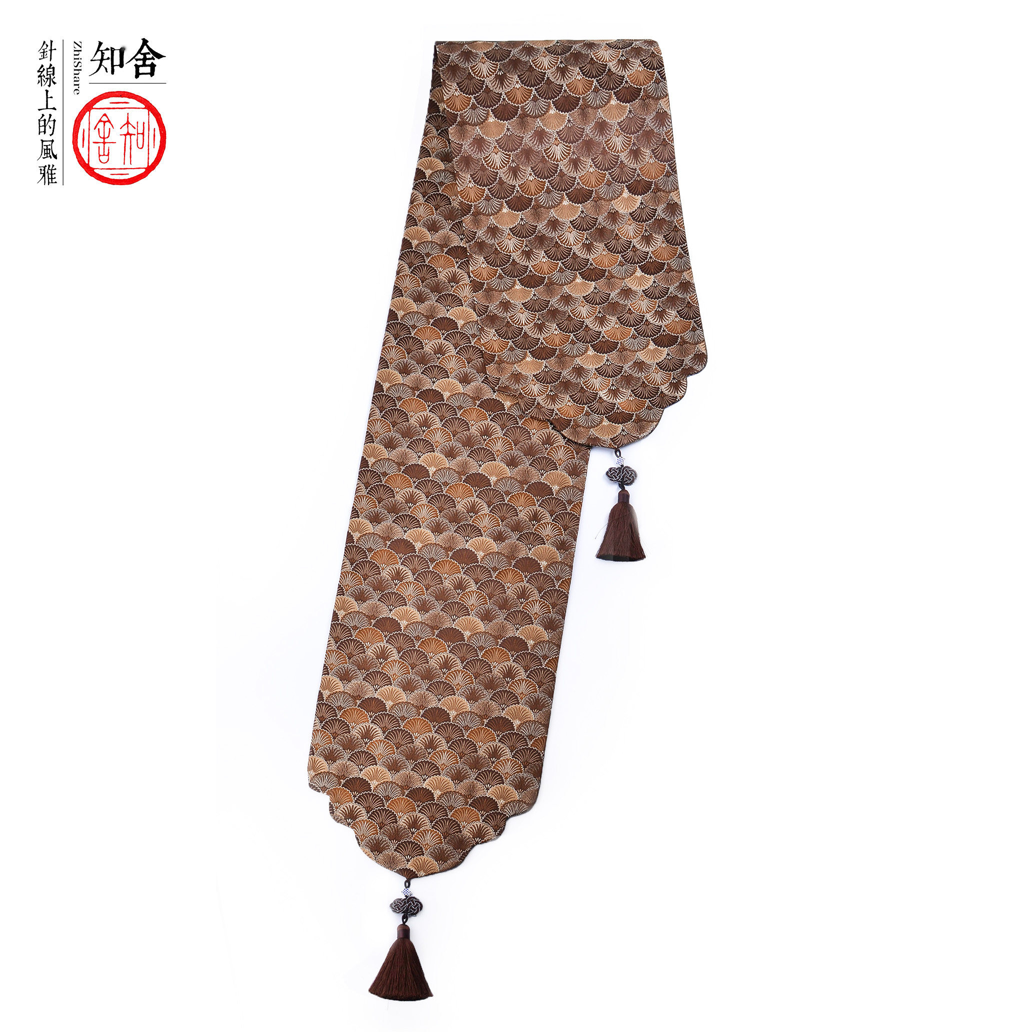 茶席CX06锦缎茶席23*150cm真丝桌旗茶道零配手工布艺实用百搭知舍