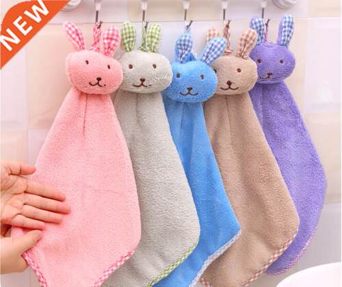 New Coral Velvet Hand Towel Cartoon Anmal Rabbt Ktchen