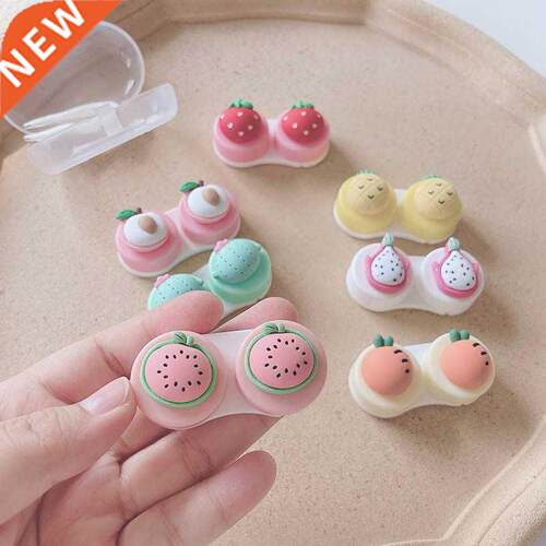 Women Color Contact Lenses Case Cute Strawberry Carrot Water