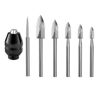 Drill Shank Wood Carving Tools 7Pc HSS 8Inch Engraving