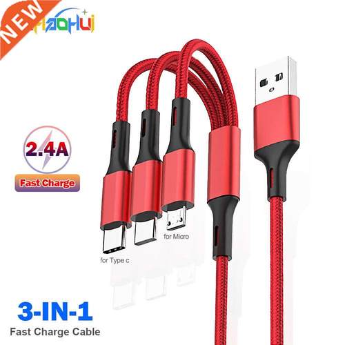 2.4A/5A 3 In 1 USB Cable Fast Charging Lightning Cable For i