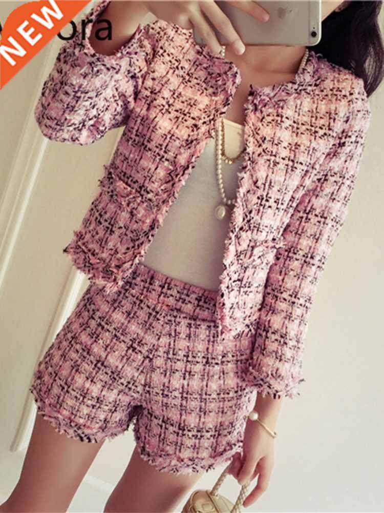 WOMEN'S SUIT 2022 SPRING TWEED 2 PIECE SET WOMEN SLIM PLAID