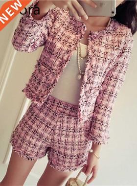 WOMEN'S SUIT 2022 SPRING TWEED 2 PIECE SET WOMEN SLIM PLAID