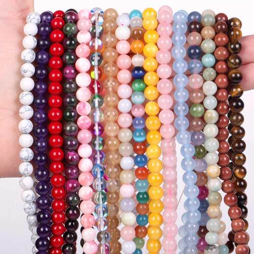 Natural Stone Beads 4-10mm Amethysts Lava Turquoises Agates