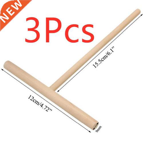 T Shape Wooden Crepe Maker Pancake Batter Spreader Stick Hom