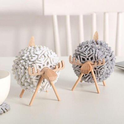 1 Set Cup Coaster Sheep Shape Rack Detachable Felt