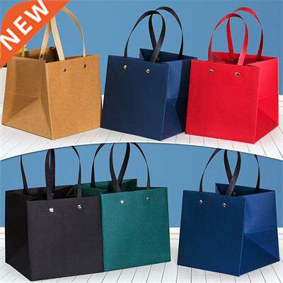 Solid Color Kraft Paper Bags with Handles Gifts Packaging