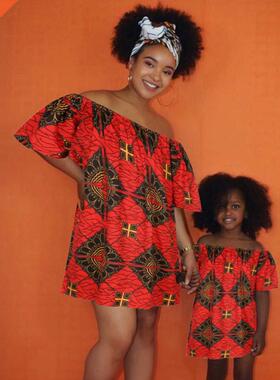 2021 Summer African ethnic style strapless dress非洲女连衣裙