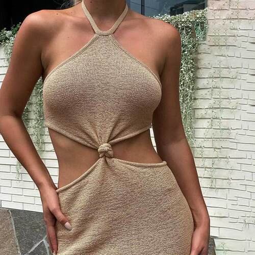 hirigin Sexy Vacation Outfits Knitted Halter Maxi Dresses fo