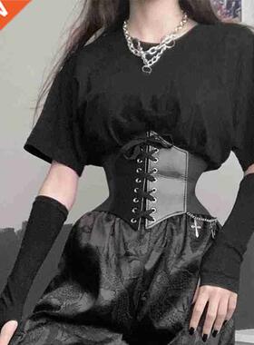 Women's Corset Belt Gothc Fashon PU Leather Female Lace-up