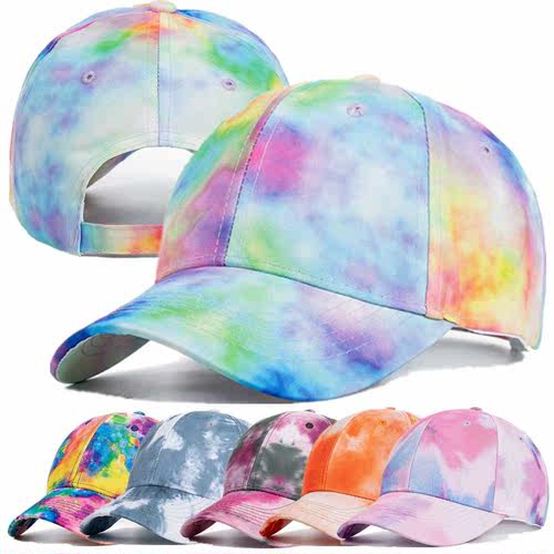 New Fashion Women Tie Dye Cap Multicolor Irregular Print Bas