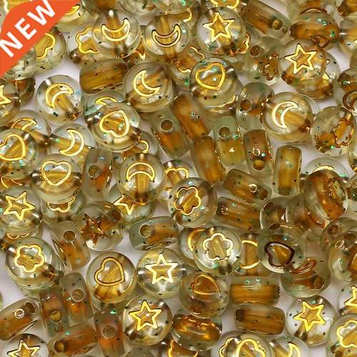 Mixed Gold Starry Sky Moon Star Flower Heart Acrylic Beads R
