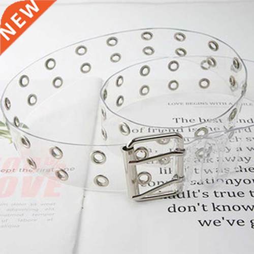 2022 Two Row PVC Clear Belt For Women Fashion Pin Buckle Fem