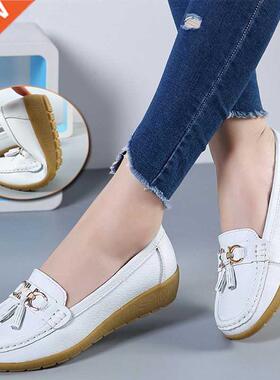 Women Flats Ballet Shoes Cut Out Leather Breathable Moccasin