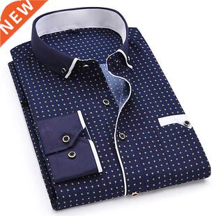 Fashion Print Casual Men Long Sleeve Button Shirt Stitching